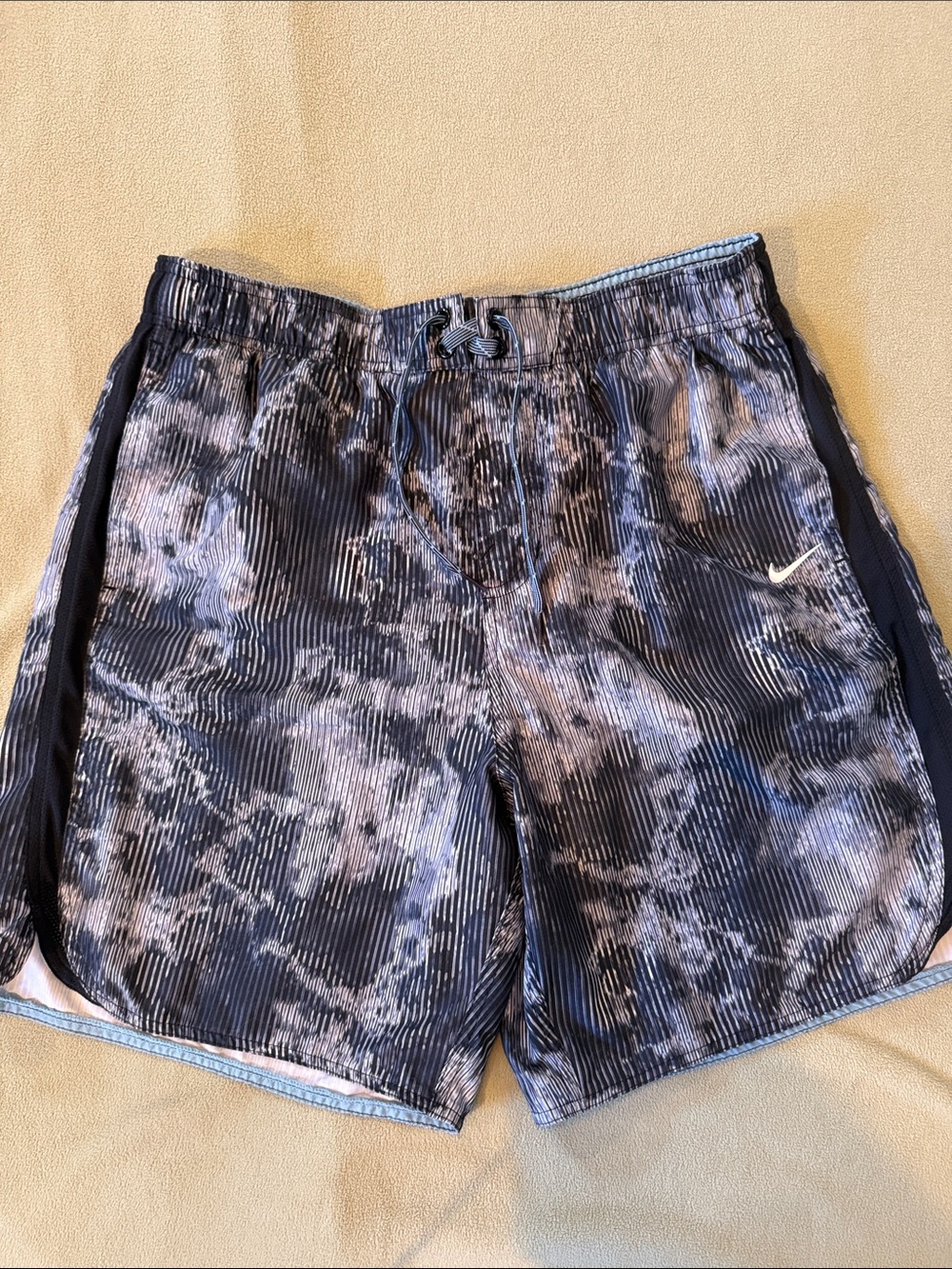 Nike Black & Gray Textured Pattern Swim Shorts